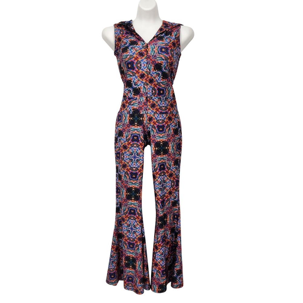Warrior Within Designs Jumbie Art Hooded Sleeveless Flare Leg Jumpsuit XS